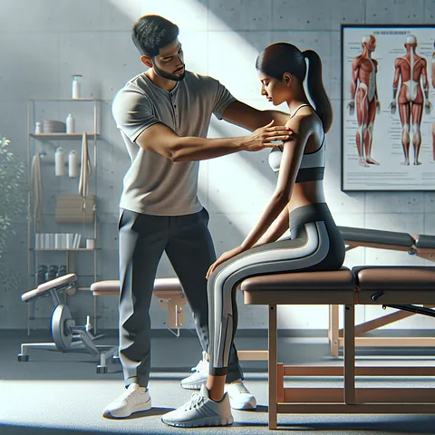Realistic stock image of a physiotherapist treating a patient